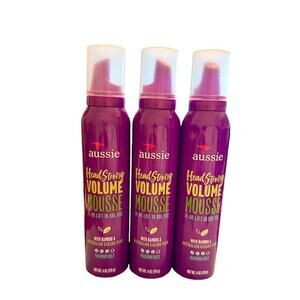 (3) Aussie Headstrong Volume Mousse Maximum Hold 6 oz Level 3 Bamboo Kakadu Plum